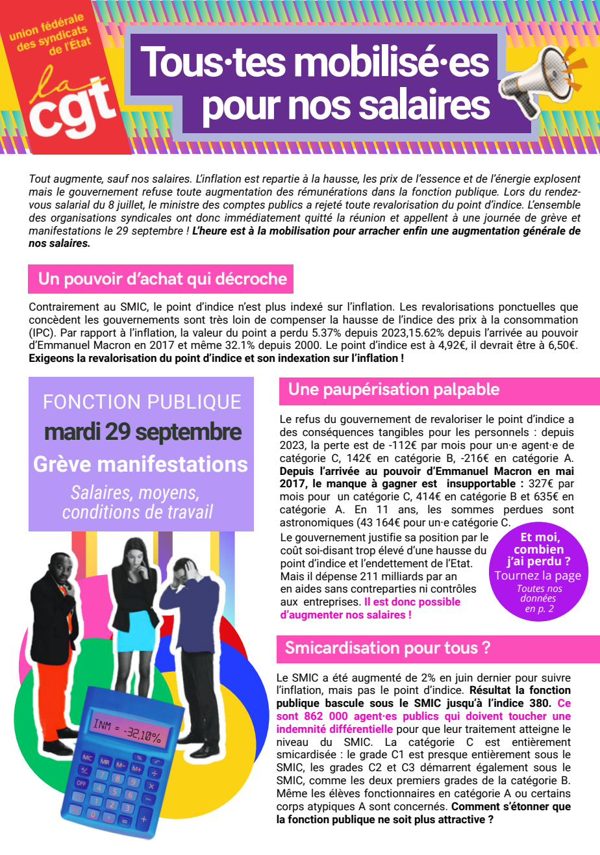 Tract UFSE-CGT — Mobilisés pour nos salaires (PDF, 4 pages)